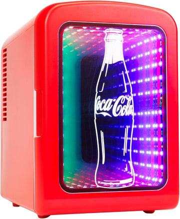 4L / 6-Can Mini Fridge with Multi-Color LED Light - Portable Thermoelectric 12V DC/110V AC Quiet Cooler/Warmer for