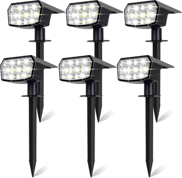 6-Pack Solar Spot Lights Outdoor Waterproof, Landscape Spotlight Cool White | 59 LED, 3 Lighting Modes, IP65