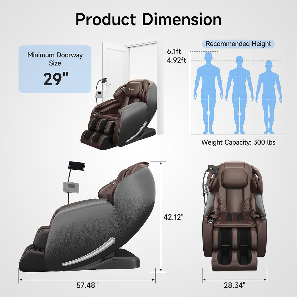 Massage Chair Full Body with Unique Phone Controller,Heart and Blood Measurement, Zero Gravity 3D SL-Track Recliner