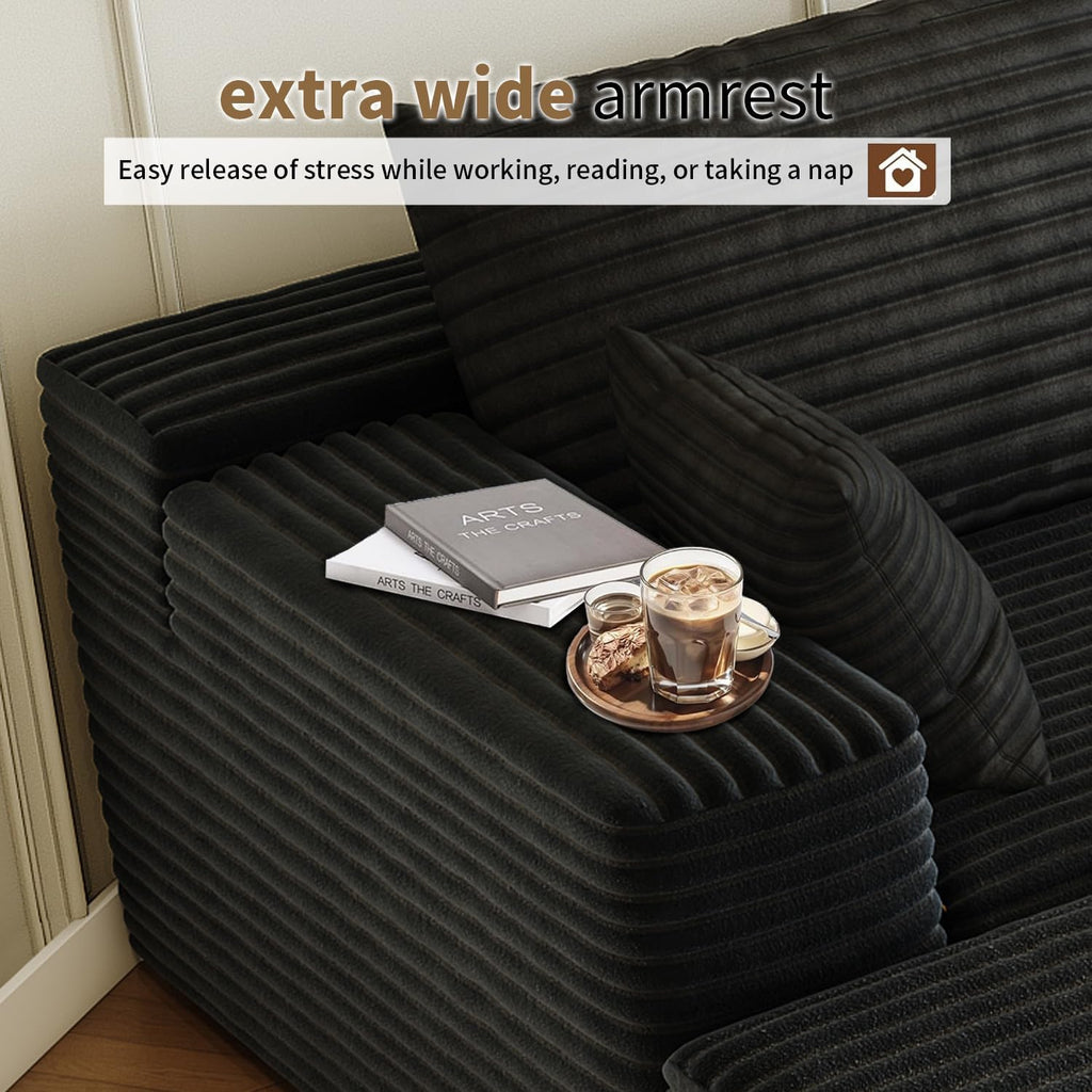 107.5" Cloud Modular Sectional Sofa with 1 Ottoman,Modern Minimalist Upholstered Couches, Comfort U Shaped Sofa ,Deep