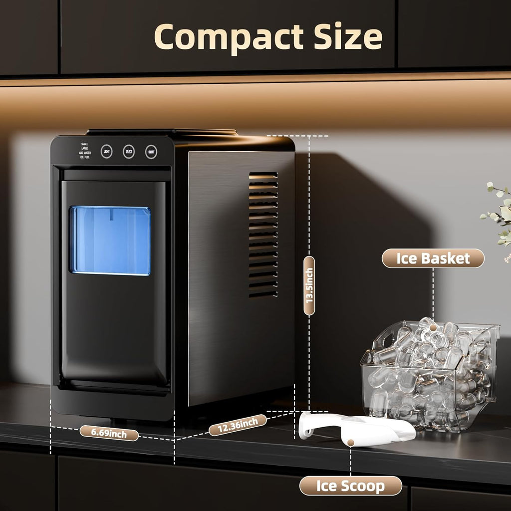 Ice Maker, Portable Ice Machine with Self-Cleaning Function, 8 Cubes in 6 Mins Fast Countertop Ice Making, Compact