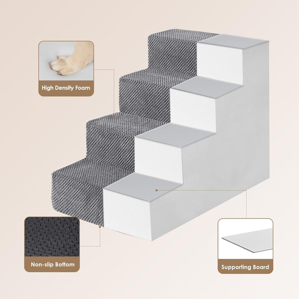 Dog Stairs for Bed 18" H, 4-Step Dog Steps for High Bed, Pet Steps for Small Dogs and Cats