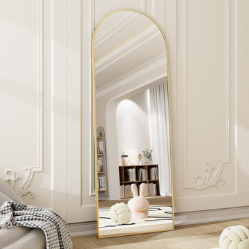 58"x18" Arched Full Length Mirror Free Standing Leaning Mirror Hanging Mounted Mirror Aluminum Frame Modern Simple