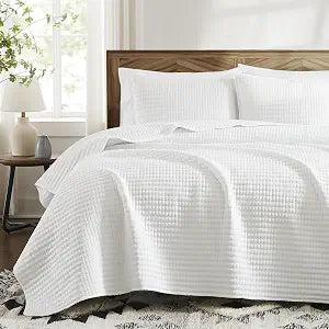 White Quilt Set Queen-Lightweight Bedspreads Queen Quilts Bedding Set - Set of 3