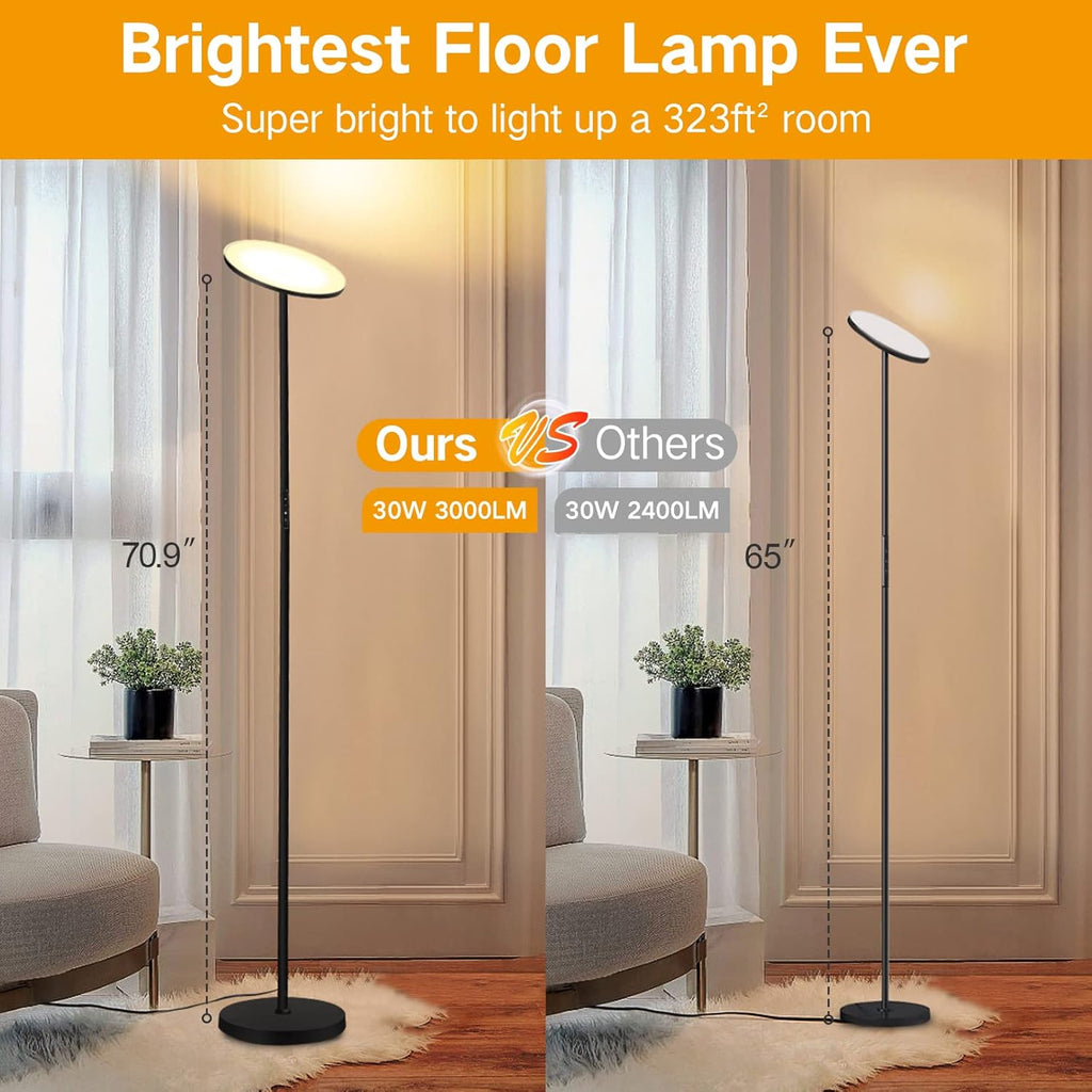 Floor Lamp, 30W/3000LM LED Modern Torchiere Sky Lamp