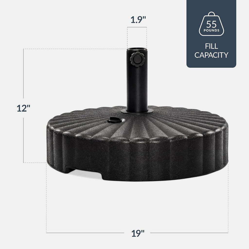 Fillable Umbrella Base Stand Scallop Pattern Plastic Patio Umbrella Base Stand, Pole Holder w/ 55lbs Weight Capacity