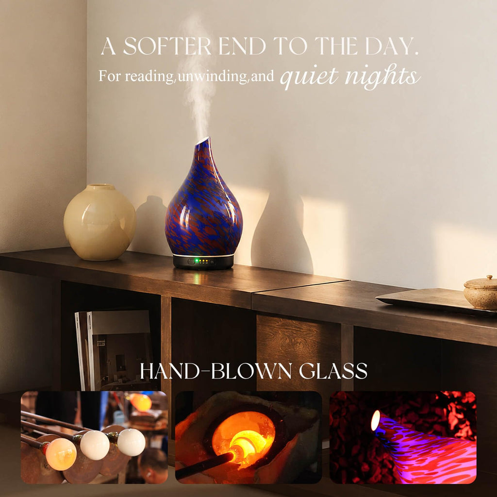Essential Oil Diffuser 280ml Glass Ultrasonic Mist 7H