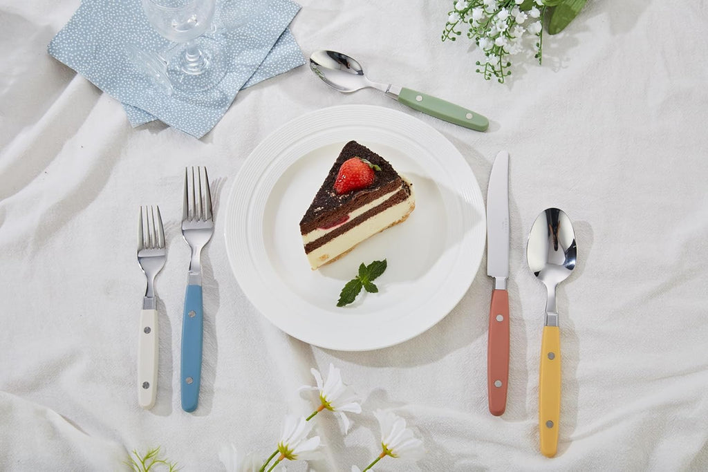 Silverware Set, Retro/Rivet Colorful Stainless Steel Tableware Kitchen Flatware Set Utensils, Includes Dinner Knives