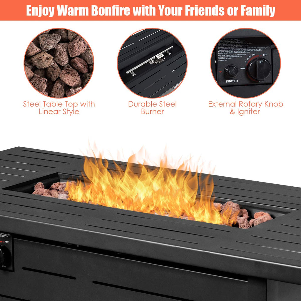 60, 000 BTU Rectangular Propane Fire Pit Table