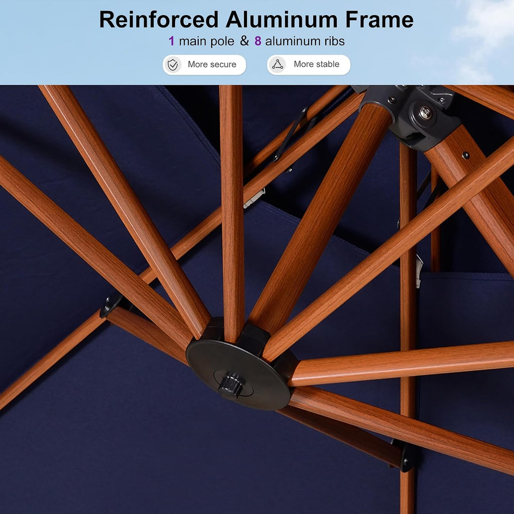 11ft Patio Umbrella Outdoor Round Umbrellas Large Cantilever Umbrella Windproof Offset Umbrellas Heavy Duty Sun
