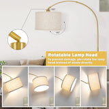 Gold Arc Floor Lamp, Dimmable Floor Lamp, Mordern Standing Light with Adjustable Lamp Head