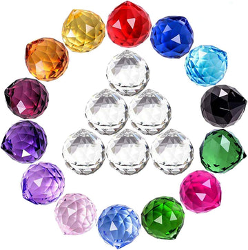 Crystal Sun Catcher Suncatcher Prism Ball Assorted Colors - 20 Pack, 0.8"/20mm, Rainbow Maker, Crystal Beads