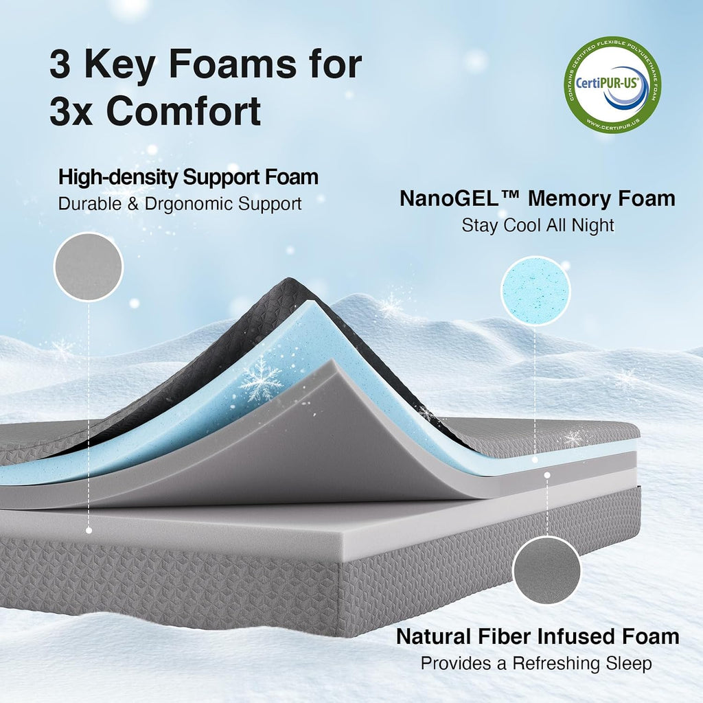 Queen Mattress 12 Inch, Queen Memory Foam Mattress for Cool Night
