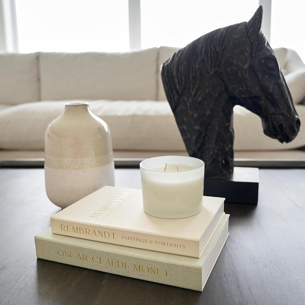 Set of 2 Beautiful Decorative Linen Books - Aesthetic Faux/Fake Books for Modern Home Decoration on Coffee Table