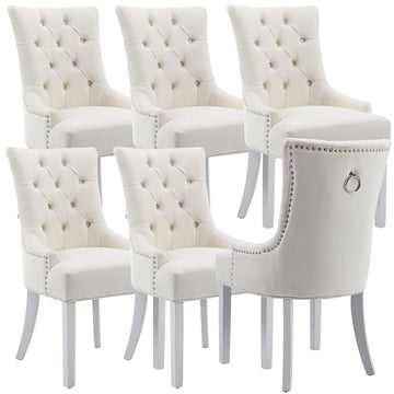 Mid Century Modern Dining Room Chairs Set of 6 Velvet Accent Chairs Upholstered Parsons Chair Side Host Chair /Living