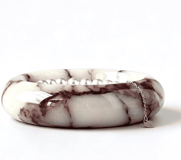 Marble Trinket Dish 4 INCH | Calacatta Viola Small Marble Jewelry Dish for Rings & Earring, Decorative Marble Tray