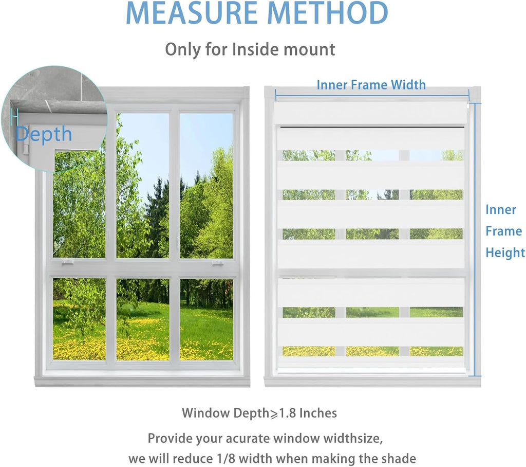 No Drill No Tools Cordless Zebra Blinds for Windows, Day & Night Dual Sheer Roller Shades,Easy Installation,Free-Stop