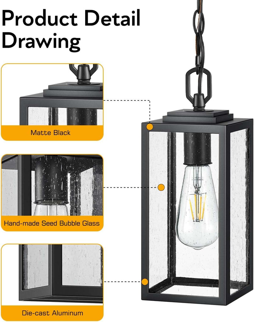 Outdoor Hanging Lights, Exterior Pendant Light Fixtures for Front Porch