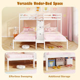 Triple Bunk Bed with Stairs, Twin Over Twin & Twin Bunk Bed Frame with Guardrail & Storage
