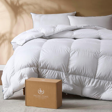 Comforter King, Filled in White Goose Down Bedding Comforter King，All Season White Luxury Hotel Fluf
