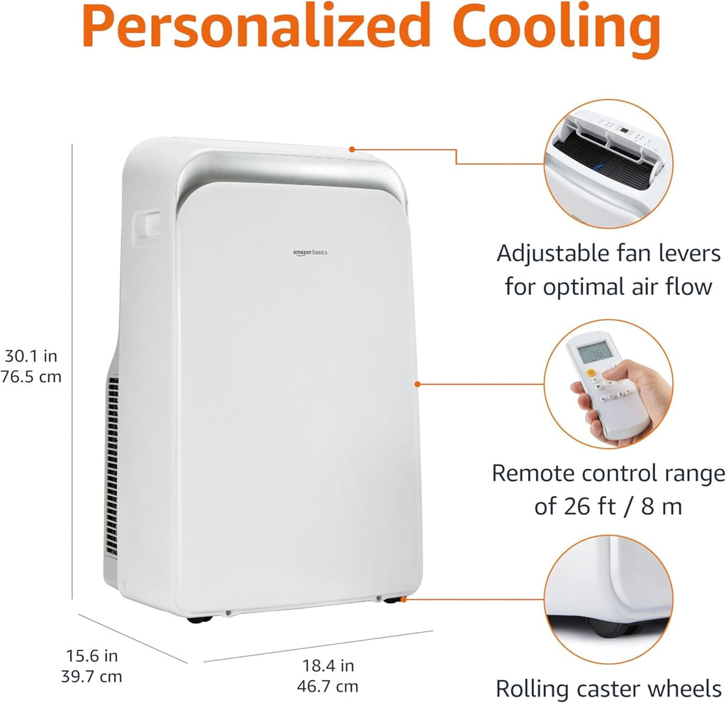4-In-1 Portable Air Conditioner with Remote, Timer, Sleep Mode, Auto Swing, Cool/Heat/Dry/Fan-Only Functions