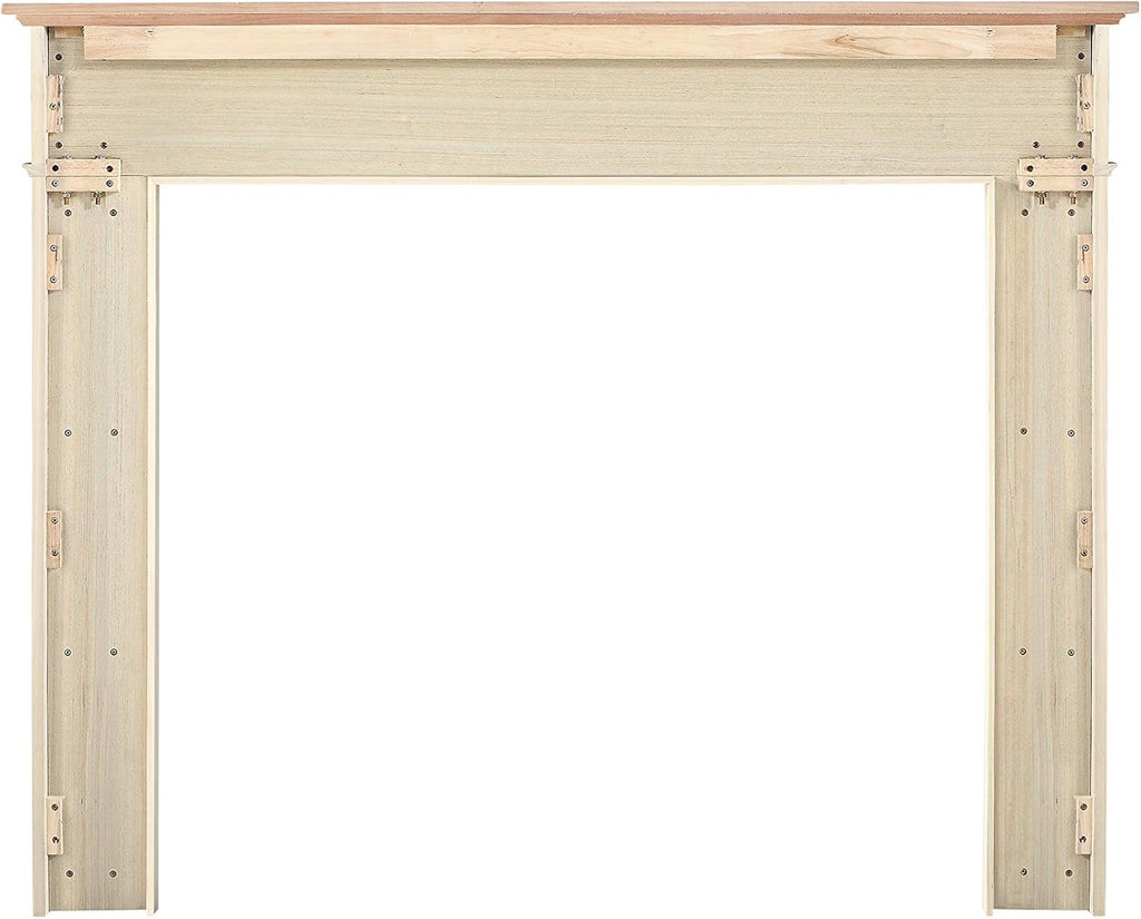 Transitional Styled Wood Mantel Surround, 56"W 42"H, Unfinished
