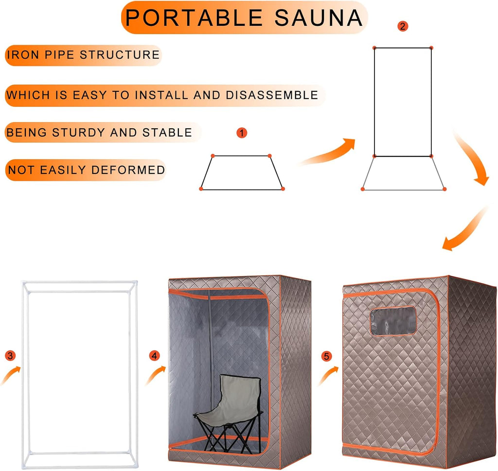 Portable Steam Sauna, 2 Person Sauna Tent, Full Size Double Sauna, 1 or 2 Person Foldable Home Sauna, Full Body Sauna