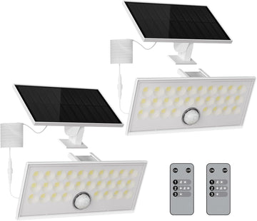 Split-Design Solar Motion Sensor Security Lights Outdoor, 2 Pack | IP65 Waterproof Solar Outdoor Wall Light, With
