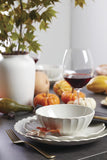 Stoneware Dinnerware Sets, French Perle Scallop White 12-Piece Dinnerware Set for 4, Service For 4