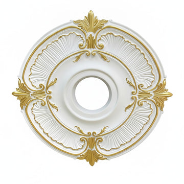 Easy Install Ceiling Medallion for Light Fixtures, Gold Polyurethane Decorative Ring Hides Gaps and Hardware (1 Piece)