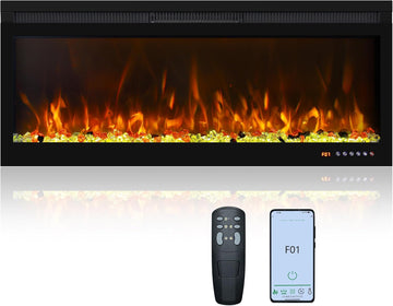 42 Inch Smart Wall Mount & in Wall Recessed Electric Fireplace Insert,App Control