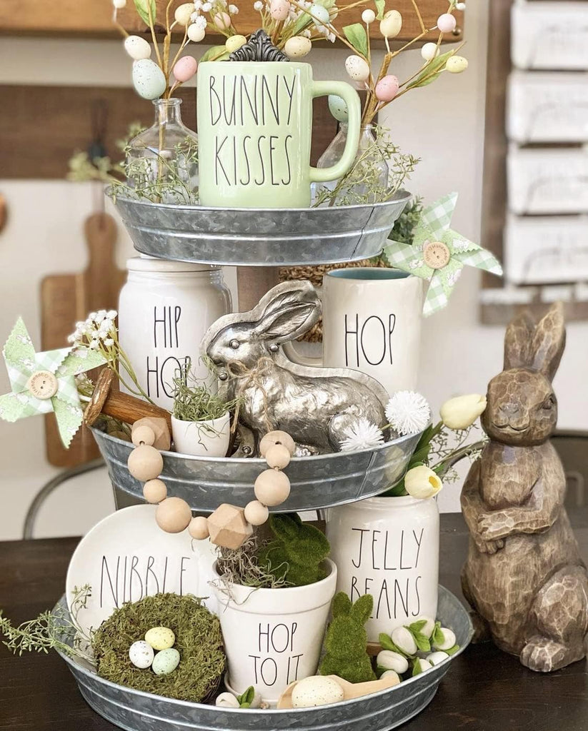 3 Tiered Tray Stand [XL] - Stunning, Extra Large Three Tier Tray, Galvanized Metal Serving Stand for Cookie and