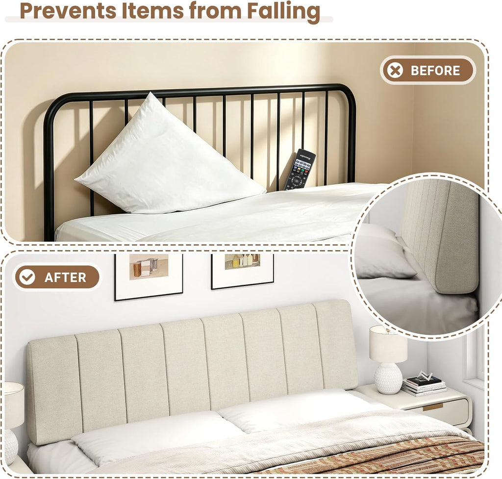 King Headboard Only-No Assembly, Upholstered Headboard King Linen Fabric Modern Style Headboards Extra-Thick, Beige