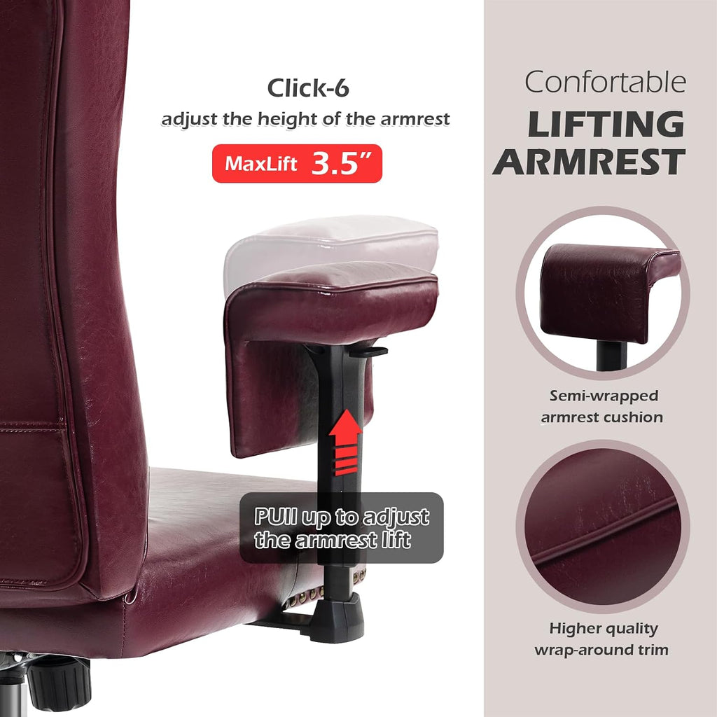 Ergonomic Executive with Wheels and Arms, Tufted Back & Nailhead Trim, Home Office Desk Chairs for Home & Office