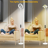 Torchiere Floor Lamp, 75.5 Inch Tall Corner Standing Lamp with Rotatable Ring Lights