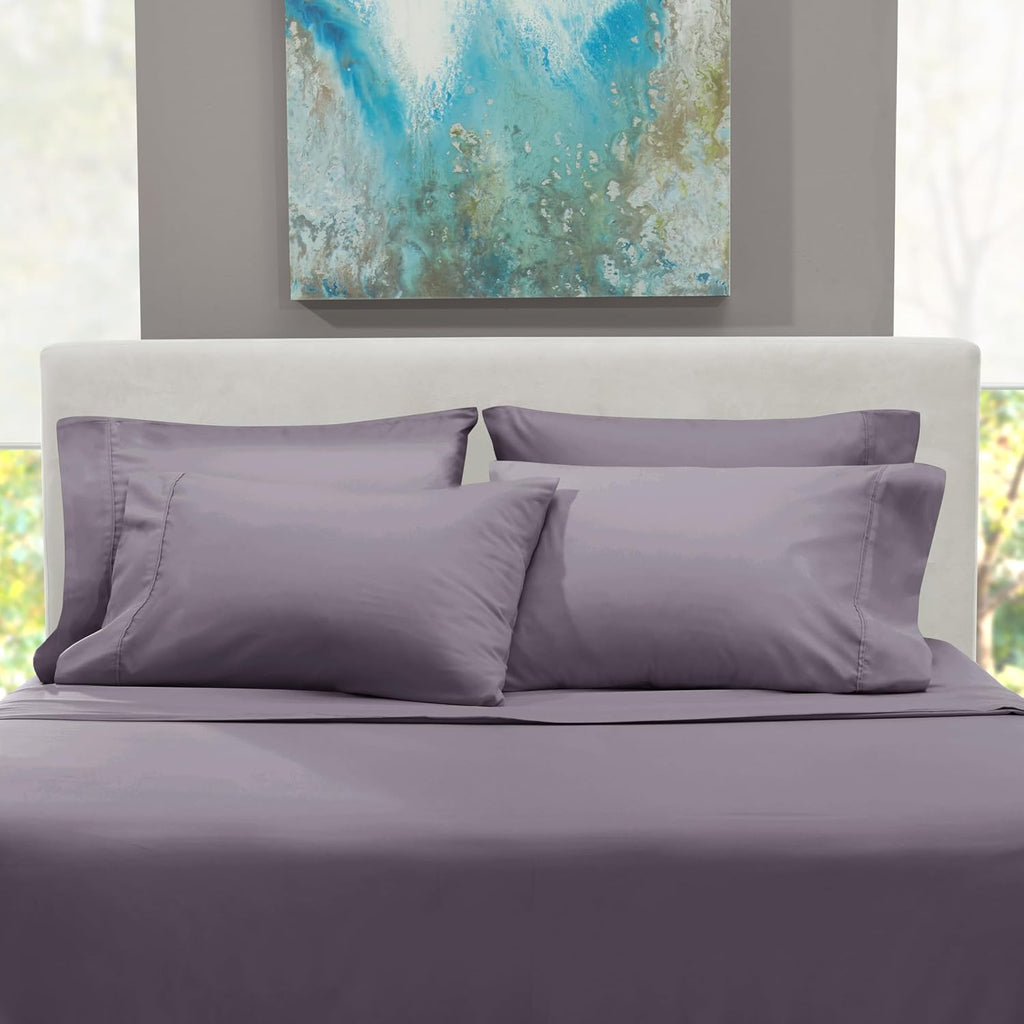 Extra Deep Pocket Sheet Sets, Luxury Soft 6 Piece Bed Sheet Set Fits Mattress 18-24 Inches - Queen, Grayish