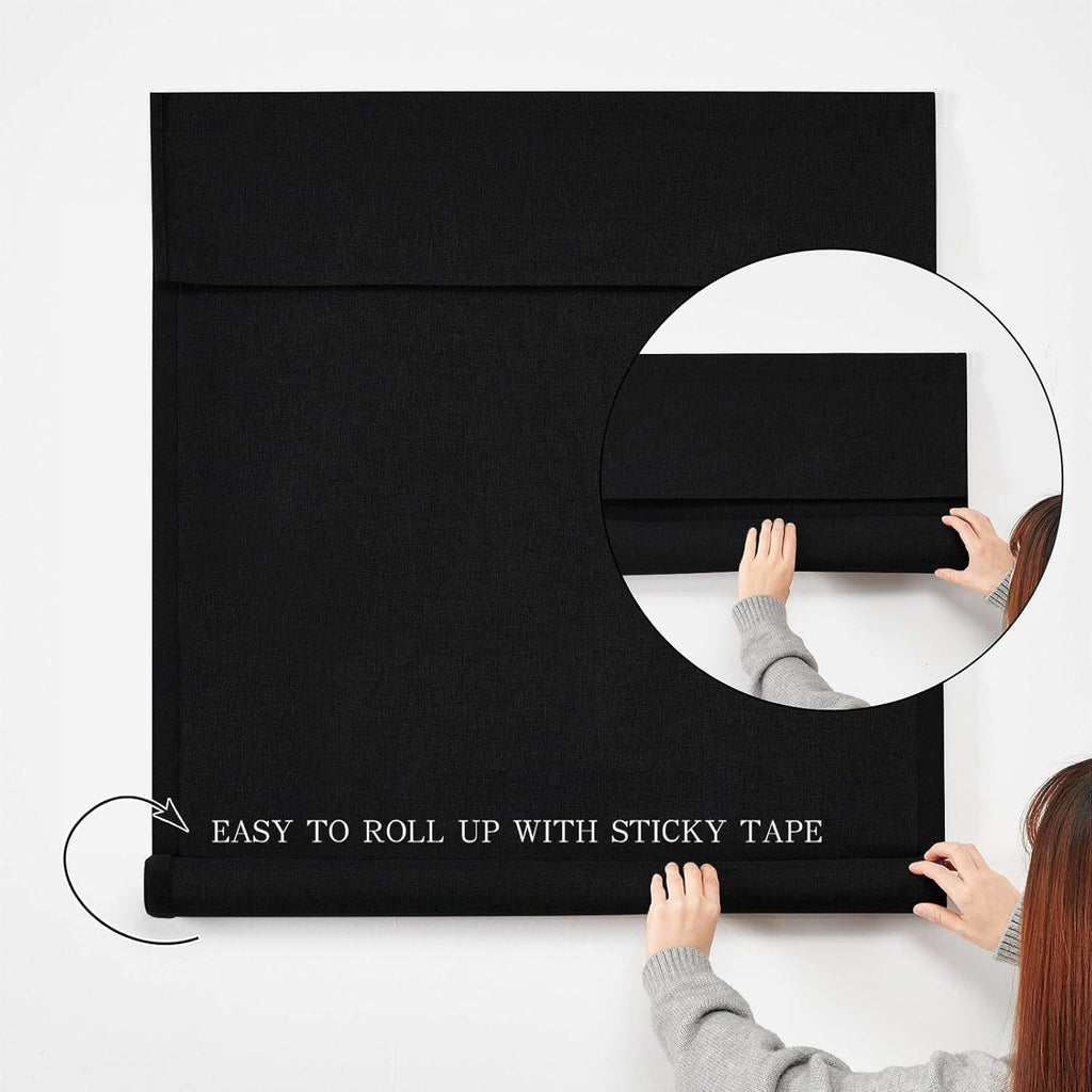 Cordless Blackout Door Curtains, Triple Layers 100% Light Blocking & UV Protect, Noiseless Adjustable Roller Shade