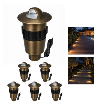 Mini Brass Low Voltage Well Light, 12V Beacon-Top, IP65, 6Pk