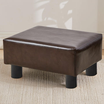Small Foot Stool Ottoman, Faux Leather Footstool Ottoman Foot Rest for Couch, Rectangle Footstools and Ottomans Small