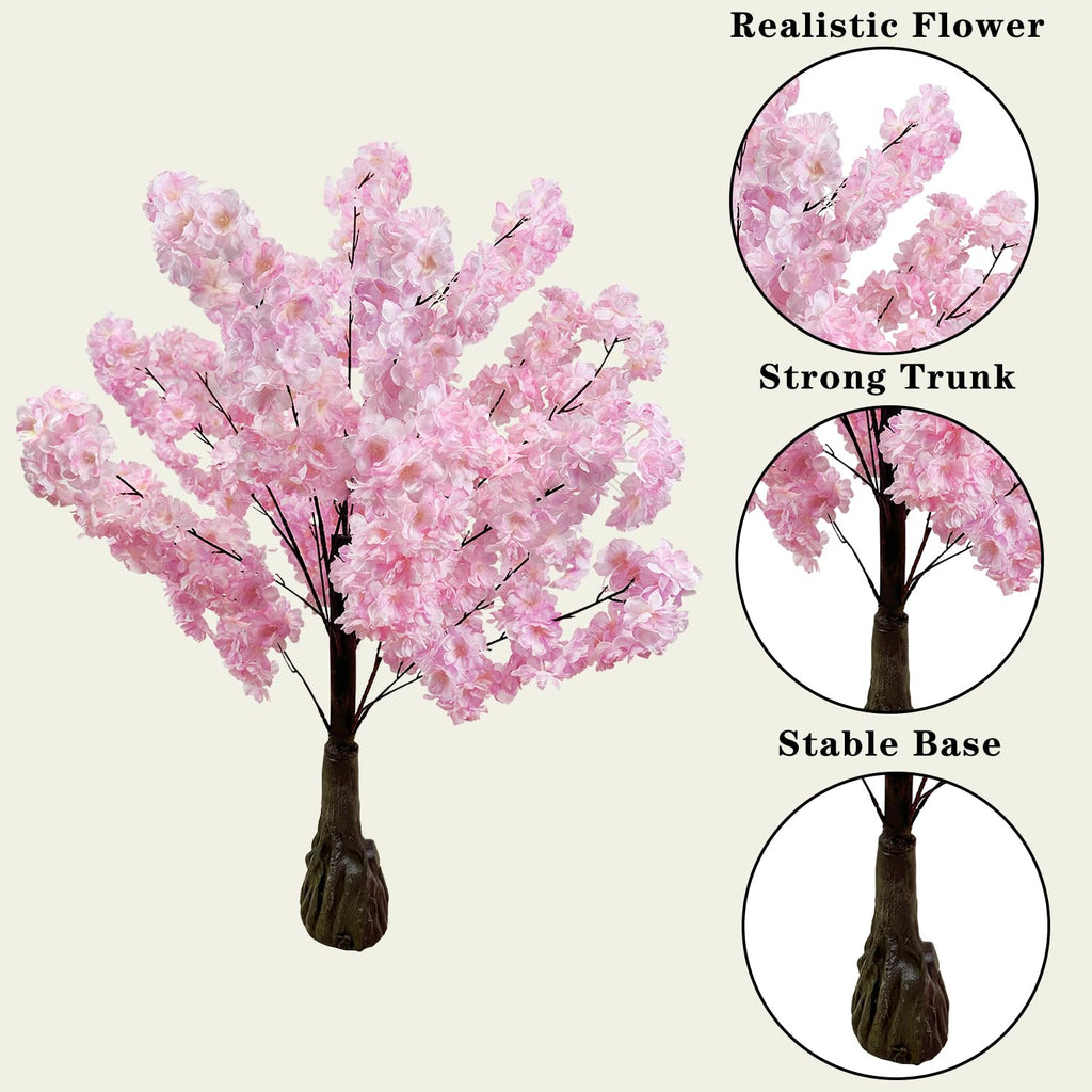 Artificial Cherry Blossom Tree 3.6ft -2 Pack Pink Faux Cherry Tree for Wedding Backdrop, Party Decoration, Home
