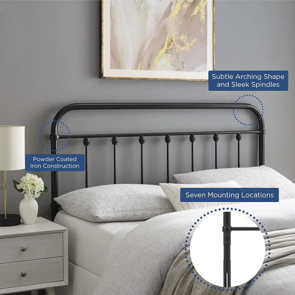 MOD-6155-BLK Sage King Metal Headboard, Black