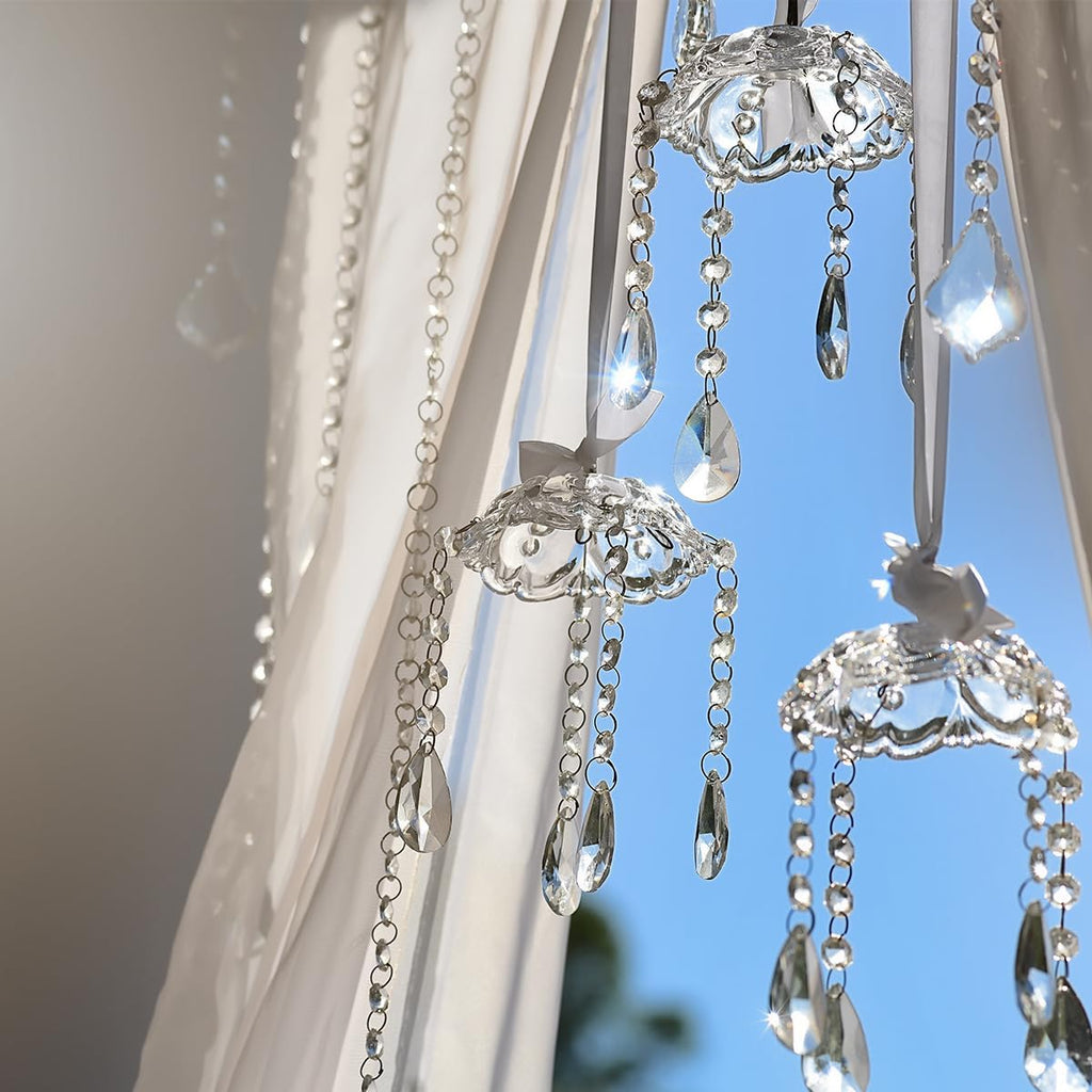 6 Strands 19.7 Ft Crystal Glass Bead Garland, Clear Octagon Beads