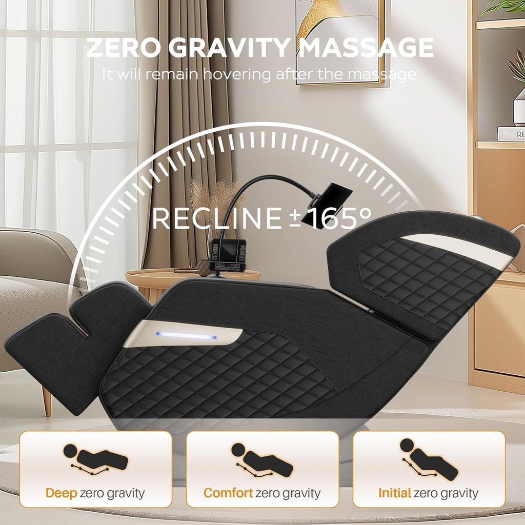 Massage Chair Full Body, Zero Gravity Massage Recliner Chair with Foot Shiatsu & Back Heating, 6 Fix Point Rollers, 5