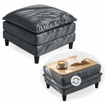 Corduroy Storage Ottoman Coffee Table for Modular Sectional Couch, Corduroy Footrest Extension with Hidden Storage