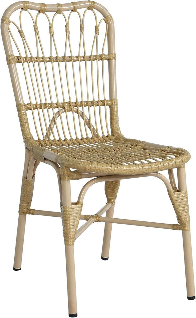 Set of 2 Rekker Patio PE Wicker Dining Chairs, Outdoor Woven Rattan Accent Chair with Iron Frame