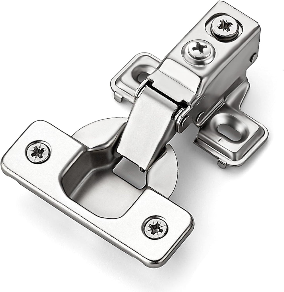 60 Pack 30 Pairs Short Arm Kitchen Cabinet Hinges for 1/2 Inch Overlay Cabinet, Brushed Nickel 105 Degree Opening Angle