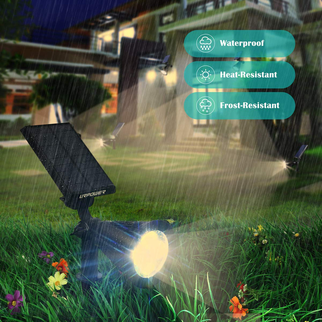 Solar Spot Lights Outdoor Adjustable Spotlights, 2 Pack Warm White