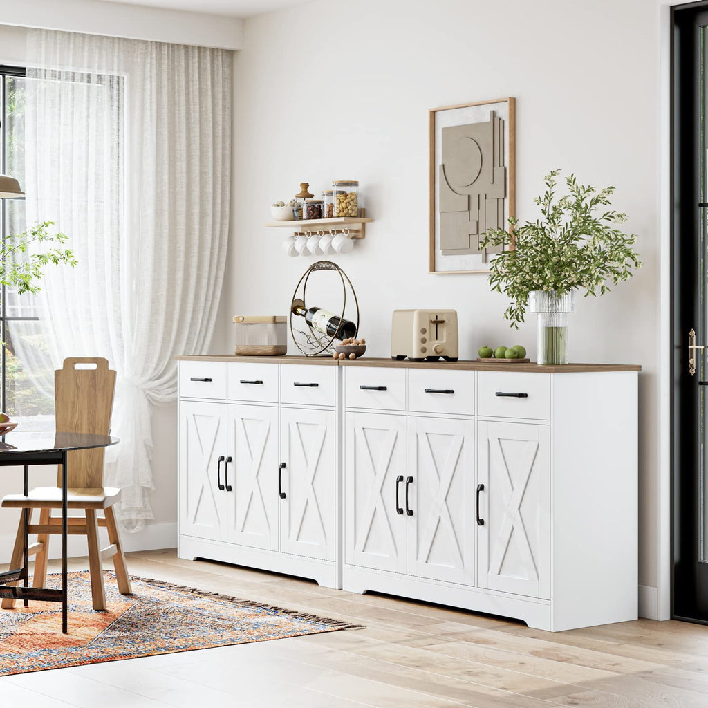 Kitchen Buffet Cabinet with Storage, Sideboard Coffee Bar, White