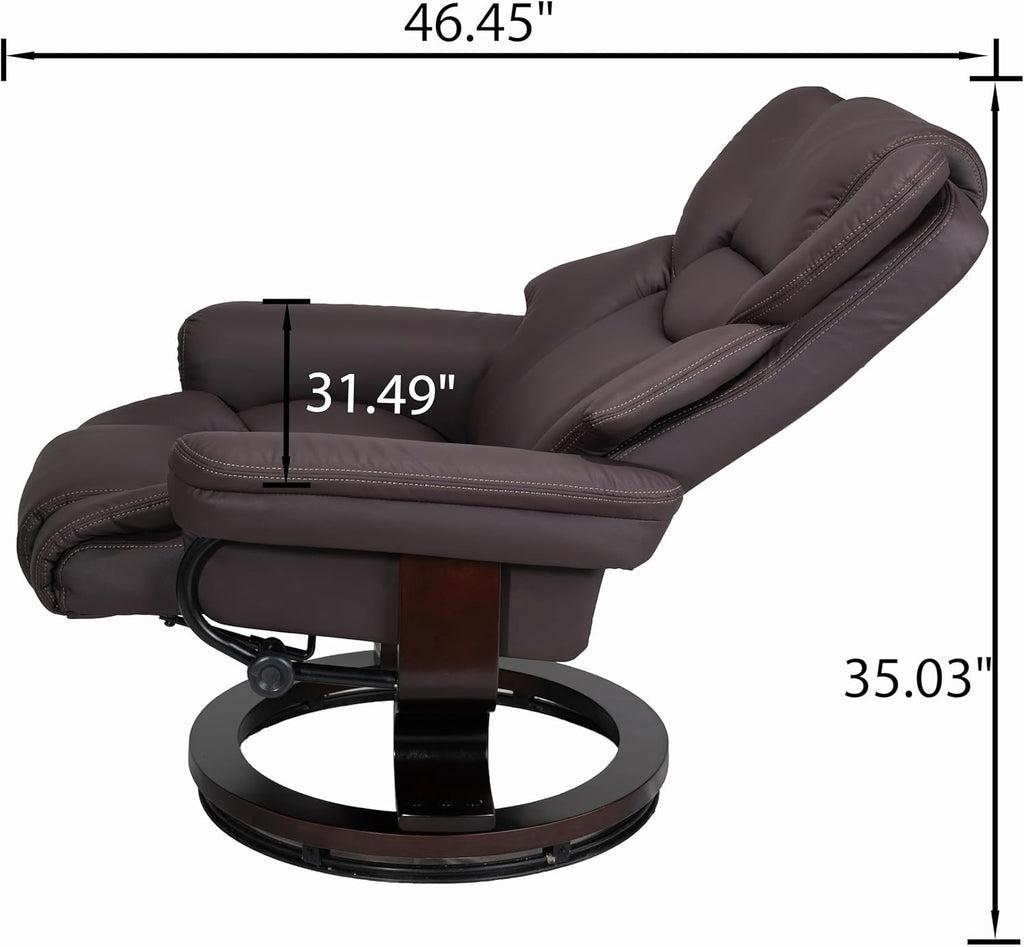 Modern Reclining Lounge Chair and Ottoman — Faux Leather