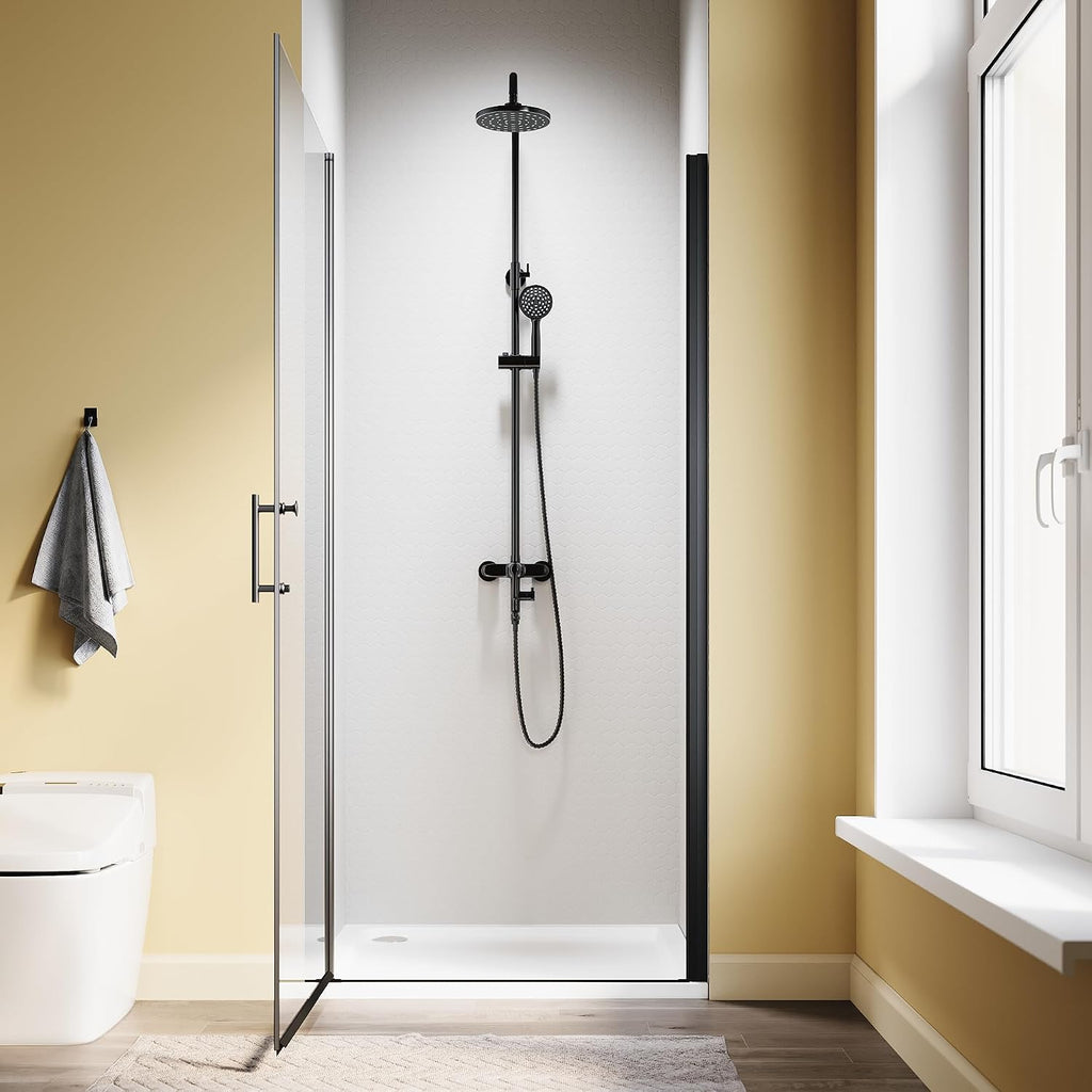 Pivot Shower Door, 34" W x 72" H, 1/4" Tempered Glass Shower Door, Pivot Swing Shower Glass Door, Easy to Clean